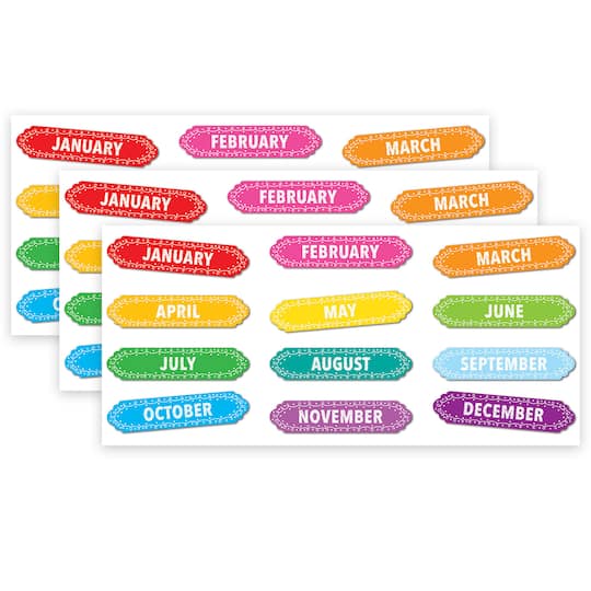 Ashley Productions Months of the Year Magnetic Die-Cut Timesavers &#x26; Labels, 3 Packs of 12